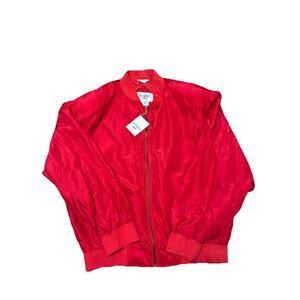 Vintage Summa 100% Silk Red Bomber Full Zip Jacket Men's Size M Preppy NWT